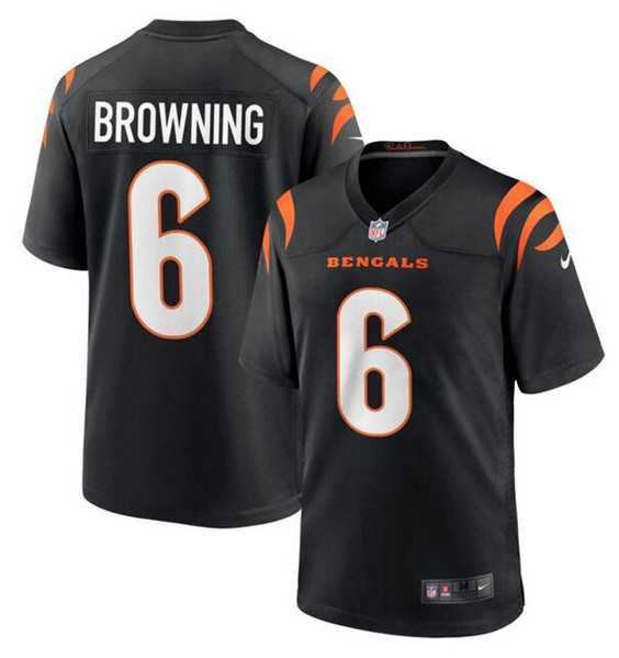 Men & Women & Youth Cincinnati Bengals #6 Jake Browning Black Stitched Game Jersey